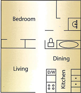 One Bedroom / One Bath - 660 Sq.Ft.*